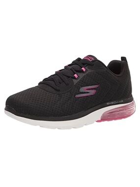Skechers Memory Foam Go Walk Air Black & Pink Knit Upper Sneakers